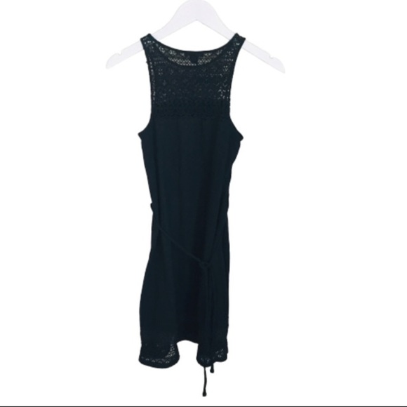H&M Boho Sleeveless Crochet Dress With Tie Waist Black Size XS - Picture 7 of 10